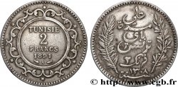 TUNISIA - French protectorate 2 Francs AH1308 1891 Paris - A