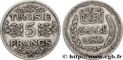 TUNISIE - PROTECTORAT FRANÇAIS 5 Francs AH 1353 1934 Paris