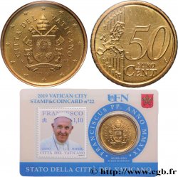VATICAN Coin-Card (n°22) 50 Cent ARMOIRIES DU PAPE FRANÇOIS (+ timbre)
 2019 Rome