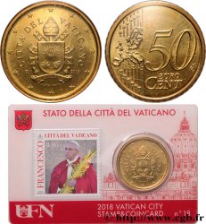 VATICAN Coin-Card (n°18) 50 Cent ARMOIRIES DU PAPE FRANÇOIS (+ timbre)
 2018 Rome