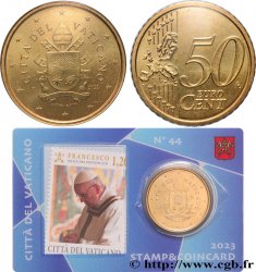 VATICAN Coin-Card (n°44) 50 Cent ARMOIRIES DU PAPE FRANÇOIS + timbre
 2023 Rome