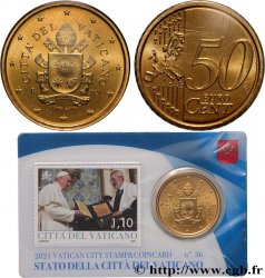 VATICAN Coin-Card (n°36) 50 Cent ARMOIRIES DU PAPE FRANÇOIS + timbre
 2021 Rome
