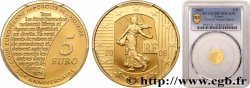 FRANCE Belle Épreuve 5 Euro LA SEMEUSE - CINQUANTIÈME ANNIVERSAIRE DE LA COUR EUROPÉENNE DES DROITS DE L’HOMME (or) 2009 Pessac