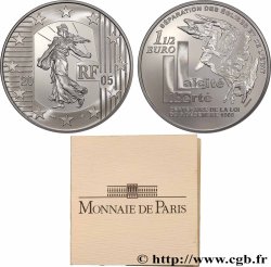 FRANCE Belle Épreuve 1 Euro 1/2 LA SEMEUSE - CENTENAIRE DE LA LOI DU 9 DÉCEMBRE 1905 2005 Pessac - Monnaie de Paris