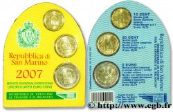 RÉPUBLIQUE DE SAINT- MARIN MINI-SÉRIE Euro BRILLANT UNIVERSEL 10 Cent, 20 Cent, 2 Euro 2007 Rome