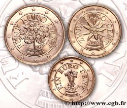 ÖSTERREICH LOT 1 Cent, 2 Cent, 5 Cent GENTIANE, EDELWEISS, PRIMEVÈRE 2005
