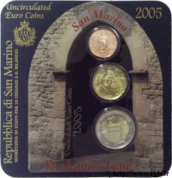 SAN MARINO MINI-SÉRIE Euro BRILLANT UNIVERSEL FAUTE 2 cent, 20 Cent, 2 Euro  2005 Rome