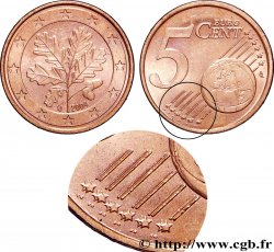 ALLEMAGNE 5 Cent RAMEAU DE CHÊNE - Hambourg J - doubles étoiles 2004 Hambourg J