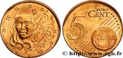 FRANCE 5 Cent Nouvelle Marianne frappée sur un flan de 2 Cent 2008 Pessac