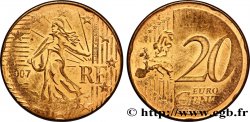 FRANCE 20 Cent Nouvelle Semeuse frappée sur un flan de 5 Cent magnétique 2007 Pessac
