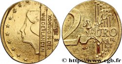 PAYS-BAS 2 Euro BEATRIX, frappée sur insert seul (stries sur tranche partielle) n.d. Utrecht