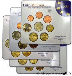 GERMANY Lot 5 ateliers COFFRETS Euro BRILLANT UNIVERSEL (A, D, F, G, J) 2002 