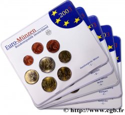ALLEMAGNE Lot 5 ateliers COFFRETS Euro BRILLANT UNIVERSEL (A, D, F, G, J) 2003 