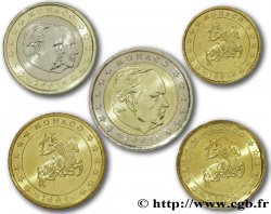 MONACO LOT DE 5 PIÈCES EURO (10 Cent à 2 Euro Prince Rainier III) 2003 Pessac