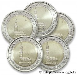 GERMANY lot les 5 ateliers 2 Euro HAMBOURG - ÉGLISE SAINT-MICHEL 2008  