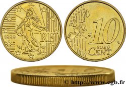 FRANCE 10 Cent Nouvelle Semeuse, premier type (stries fines), non difformée 1999 Pessac