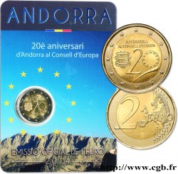 ANDORRE (PRINCIPAUTÉ) Coin-card 2 Euro 20e ANNIVERSAIRE DE L ENTREE D’ANDORRE AU CONSEIL DE L EUROPE  2014 