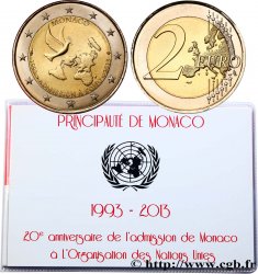 MONACO Encart 2 Euro et Timbre 20e ANNIVERSAIRE DE L ADHÉSION A L ONU 2013 Pessac  Pessac 