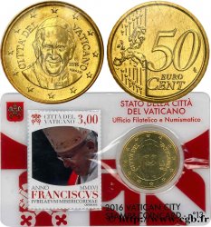 VATIKAN Coin-Card (n°13) 50 Cent PAPE FRANÇOIS (+ timbre)
 2016 Rome