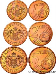 MONACO LOT 1 Cent, 2 Cent, 5 Cent ARMOIRIES 2002 Pessac