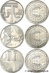 FRANCIA lot 3 x 25 Euro “LES VALEURS DE LA RÉPUBLIQUE” 2013 Pessac