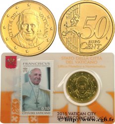 VATICAN Coin-Card (n°6) 50 Cent PAPE FRANÇOIS (+ timbre)
 2015 Rome