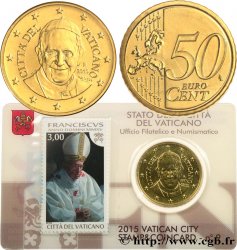 VATIKAN Coin-Card (n°9) 50 Cent PAPE FRANÇOIS (+ timbre)
 2015 Rome