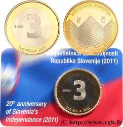 SLOVÉNIE Coin-Card 3 Euro 20ème ANNIVERSAIRE DE L’INDÉPENDANCE DE LA SLOVÉNIE 2011 