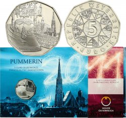 AUTRICHE Blister 5 Euro CLOCHE PUMMERIN 2011 BU
