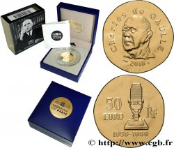 FRANCE Belle Épreuve 50 Euro or CHARLES DE GAULLE (1/4 once) 2015 Pessac