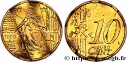 FRANCE 10 Cent Nouvelle Semeuse, premier type (stries fines), difformée 1999 Pessac