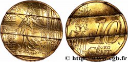 FRANKREICH 10 Cent Nouvelle Semeuse, premier type (stries fines), difformée 1999 Pessac