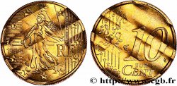 FRANKREICH 10 Cent Nouvelle Semeuse, premier type (stries fines), difformée 1999 Pessac