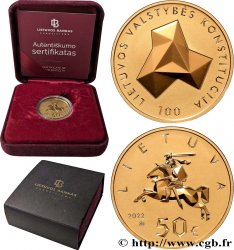 LITUANIE BELLE EPREUVE 50 Euro 100 ANS DE L’ÉTAT LITUANIEN 2022 BE