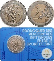 FRANCIA Coin-Card 2 Euro LE GÉNIE JO PARIS 2024 - blister BLEU 2022 Pessac Pessac