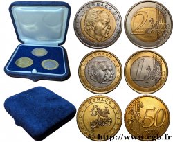 MONACO LOT DE 3 PIÈCES EURO (50 Cent à 2 Euro Prince Rainier III) 2001 Pessac