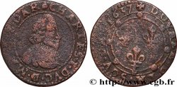 ARDENNES - PRINCIPALITY OF ARCHES-CHARLEVILLE - CHARLES I GONZAGA Double tournois, col en dentelles et trois lis au revers