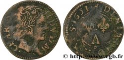 ARDENNES - PRINCIPAUTY OF ARCHES-CHARLEVILLE - CHARLES II OF GONZAGUE Denier tournois, type 2