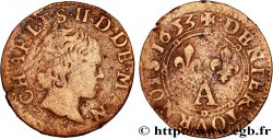 ARDENNES - PRINCIPAUTÉ SOUVERAINE D&nbsp;ARCHES-CHARLEVILLE - CHARLES II DE GONZAGUE Denier tournois, type 3