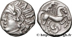 GALLIA - CARNUTES (Región de la Beauce) Drachme au loup et au cheval EBC