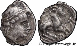 GALLIA - ALLOBROGES (Dauphiné area) Denier au cervidé et à la roue, tête à droite