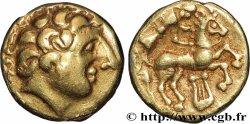 GALLIA - ARVERNI (Regione di Clermont-Ferrand) Quart de statère d’or au cheval à droite et à la lyre, du type de Lapte