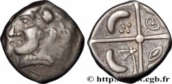 VOLQUES TECTOSAGES (région de Toulouse) Drachme “à la tête cubiste”, Série précoce aux dauphins