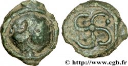 BITURIGES CUBES, INCERTAINES Potin au swastika sinistrogyre, tête à gauche TB/TTB