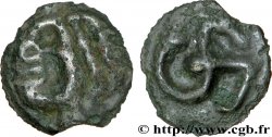 ÉDUENS (BIBRACTE, région du Mont-Beuvray) Potin à l’hippocampe, tête à la chevelure bouletée