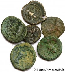 MASSALIA - MARSEILLE Lot de 6 petits bronzes au taureau (hémiobole ?)