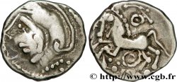 ÉDUENS (BIBRACTE, région du Mont-Beuvray) Denier à la tête casquée, stylisé - cheval sexué TTB+
