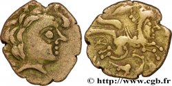 AULERQUES CÉNOMANS (Région du Mans) Quart de statère d&nbsp;or au cheval androcéphale et au personnage allongé