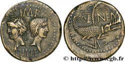 NEMAUSUS - NIMES - AUGUSTUS und AGRIPPA Dupondius COL NEM - Agrippa barbu VZ
