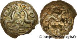 AMBIENS (Région d&nbsp;Amiens) Denier d&nbsp;argent scyphate aux chevaux affrontés et aux annelets